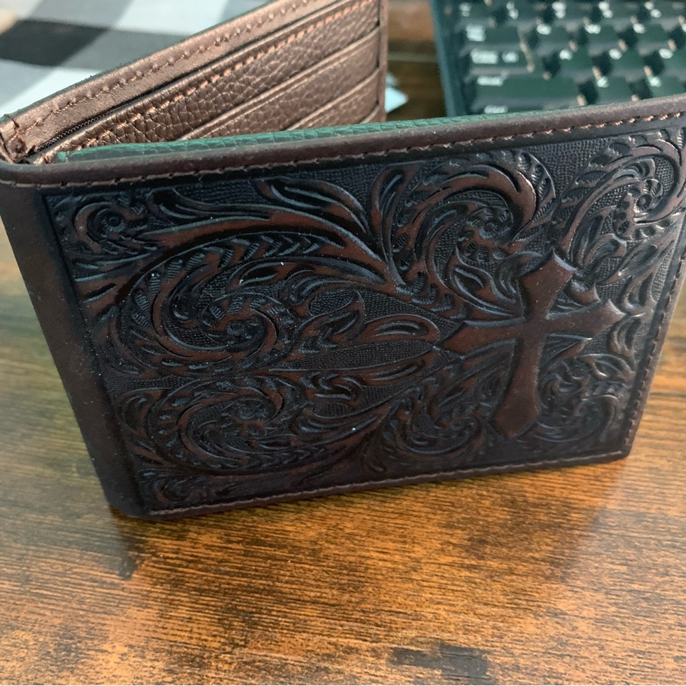 Nocona Brown Embossed Leather Wallet